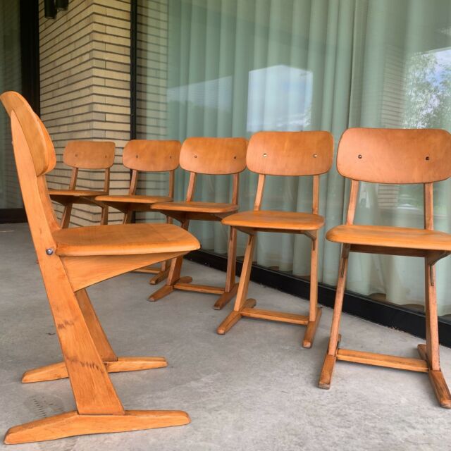 Stunning set of vintage Casala chairs
6 chairs made out of solid beech wood
38 cm wide, 37 cm deep, 80 cm high, seating height 45 cm
Iconic German design from the 60s. 
🔴 Sold
#vintitch #vintage #retro #cool #vintagefurniture #design #iconicdesign #casala #Germany #WestGermany #madeinGermany #vintagedesign #70s #60 #wood #beech #chair #chaise #stoel#decoration #interior #decor #homedecor #homedecors #interiordesign #interiorstyling #vintageinteriorstyling #sustainabledesign
